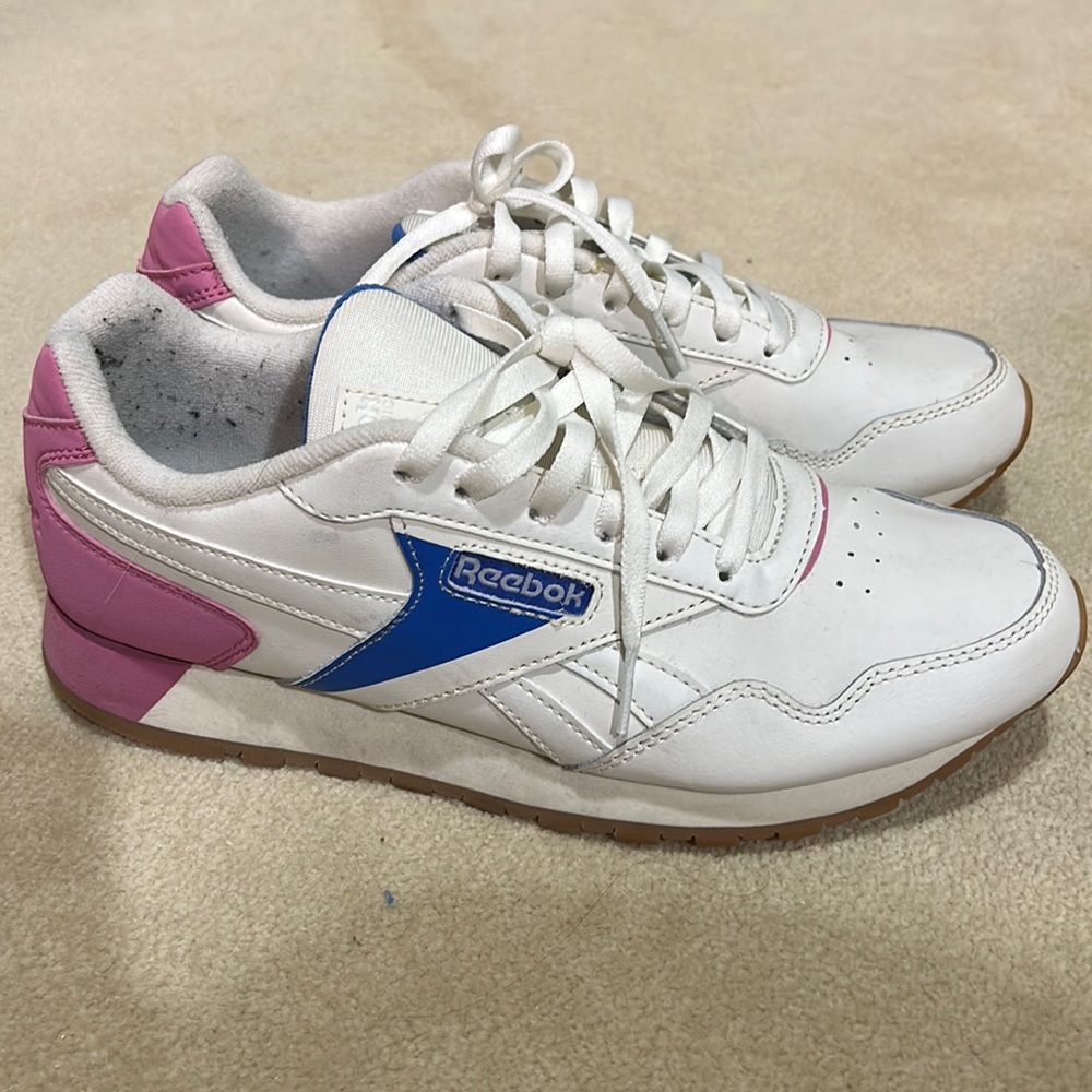 Reebok blue pink and white sneakers